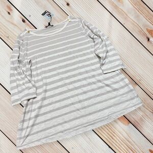 NWT Valerie Bertinelli 2X oatmeal & cream striped top